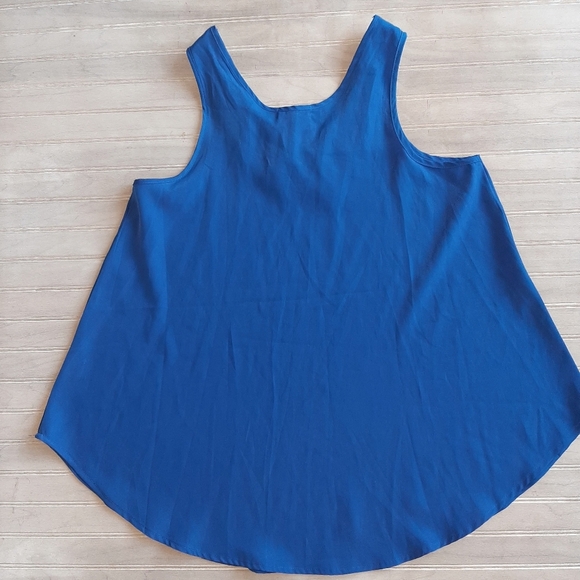 Kirra Beaded Peter Pan Collar Royal Blue Lightweight Retro Dressy Satin Tank - Picture 7 of 9